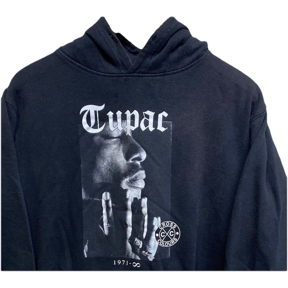 Cross Colours Tupac Shakur‎ Hoodie Mens Small Black Graphic Rap Sweatshirt S